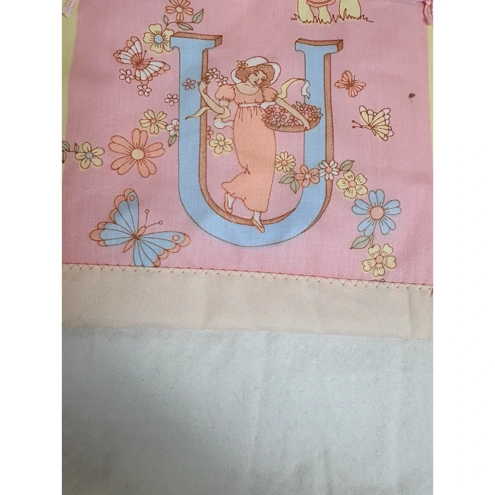 Baby Coverlet Alphabet Butterflies Flowers Victorian Blanket Lightweight 31